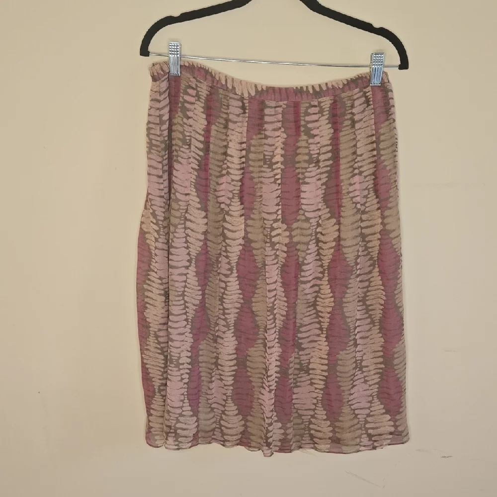 Alfani Silk Pleated A-Line Skirt Mauve Abstract‎ Print Classic Feminine Size 10